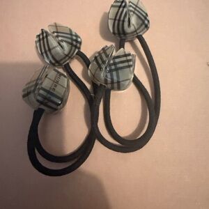 Burberry Checkered Hair Ties - Black and Cream